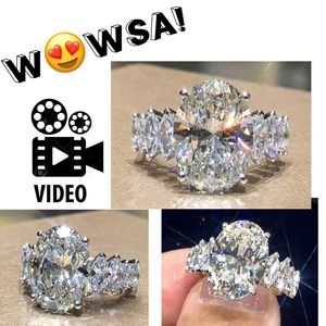 Sterling Silver Oval & Marquis CZ Diamond Ring sizes 6, 7, 8 BRAND NEW SPARKLY